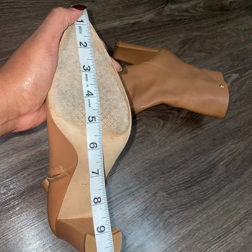Tory Burch Womens Penelope Leather Ankle Pointed Toe Booties Tan Brown 10.5
